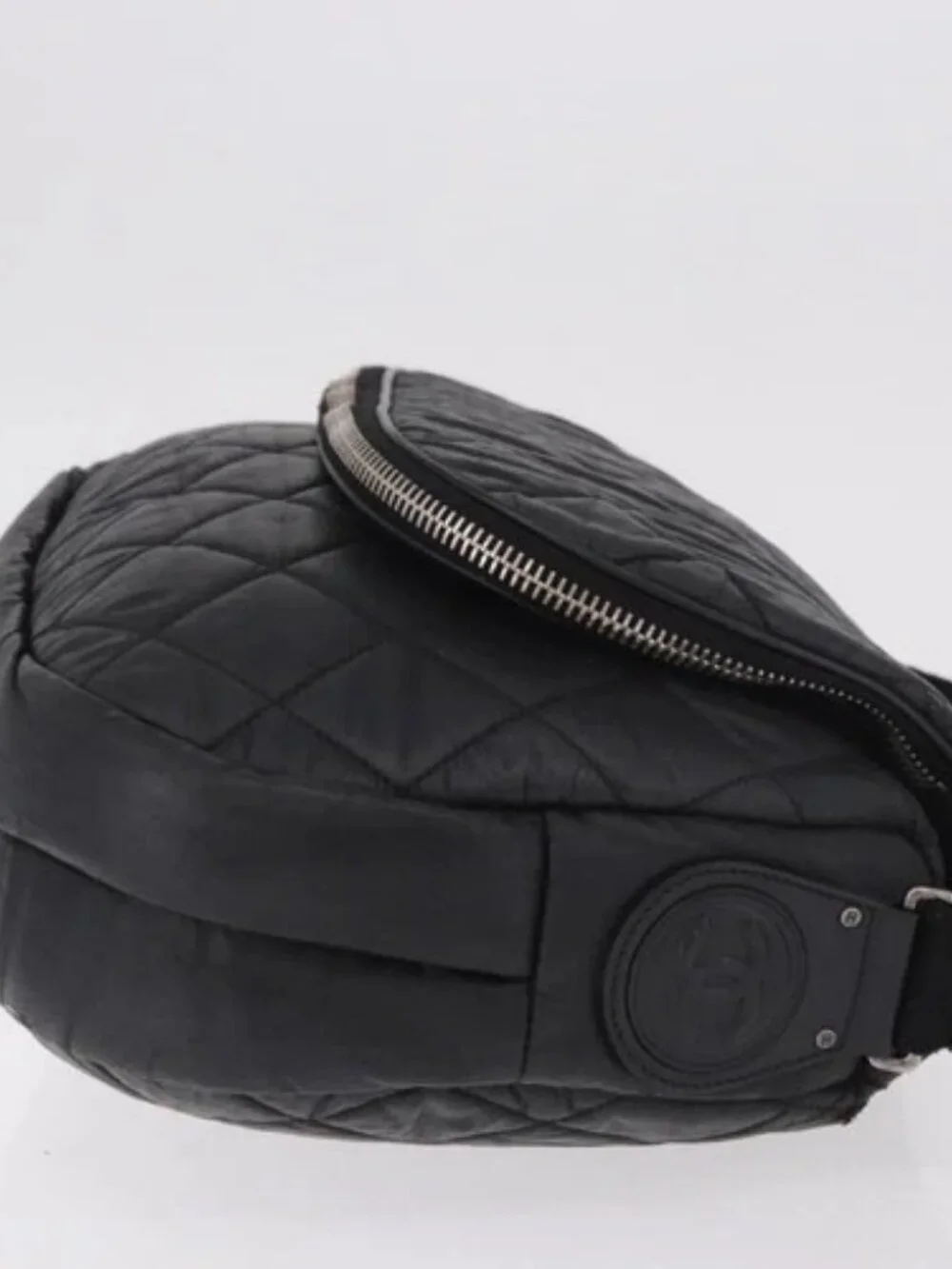 CHANEL Matelasse Shoulder Bag Coated Canvas Black Silver CC Auth bs35469